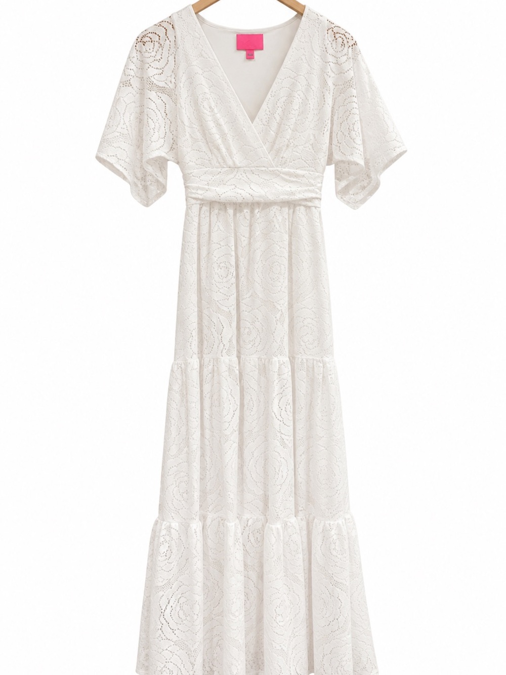 Lilly Pulitzer White Lace V-Neck Tiered Maxi Dress